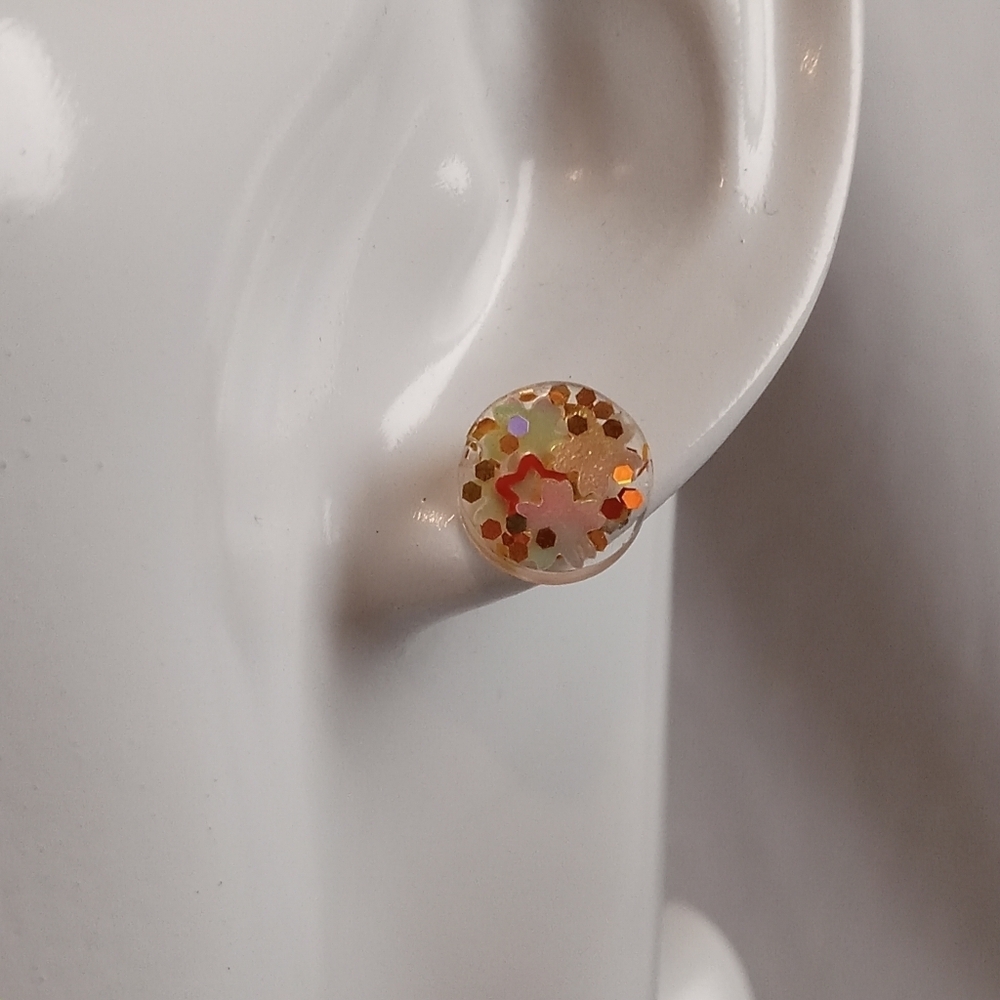5/$25 Hand Crafted Orange Dome Earrings